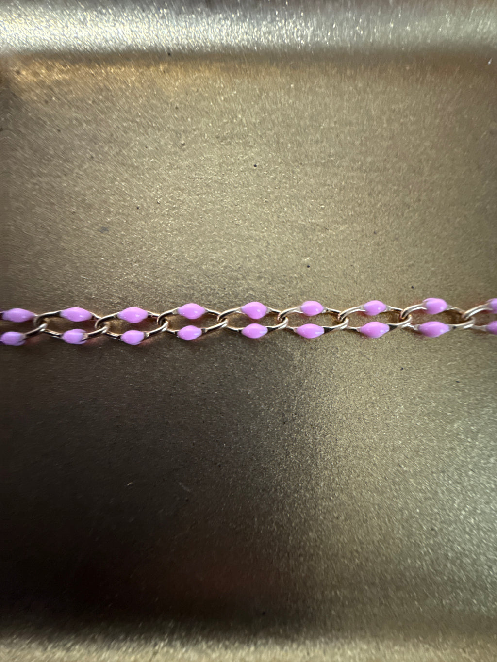Pearl Pink Enamel 304 Grade PVD Gold Stainless Steel Chain – Sold by the Foot