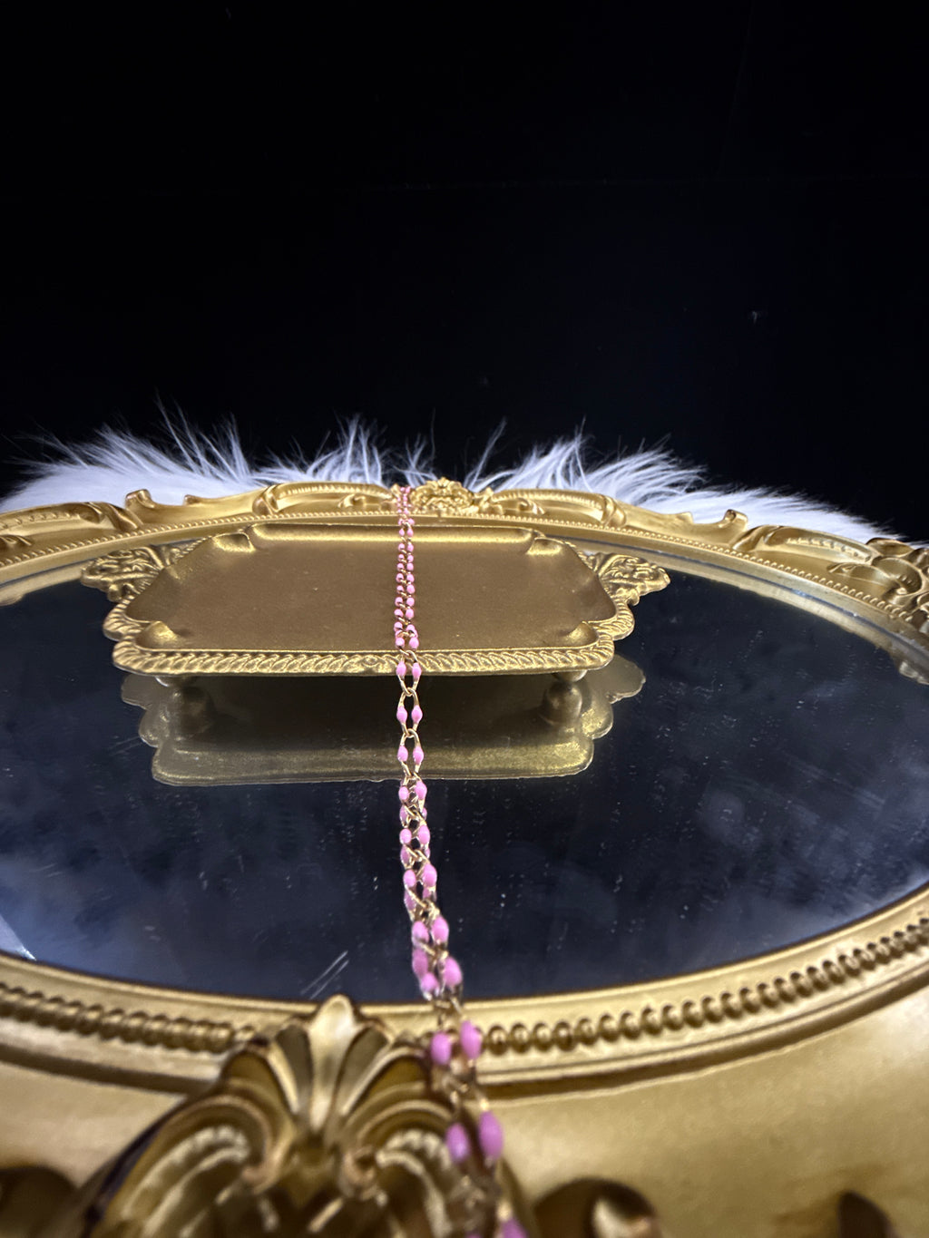 Pearl Pink Enamel 304 Grade PVD Gold Stainless Steel Chain – Sold by the Foot